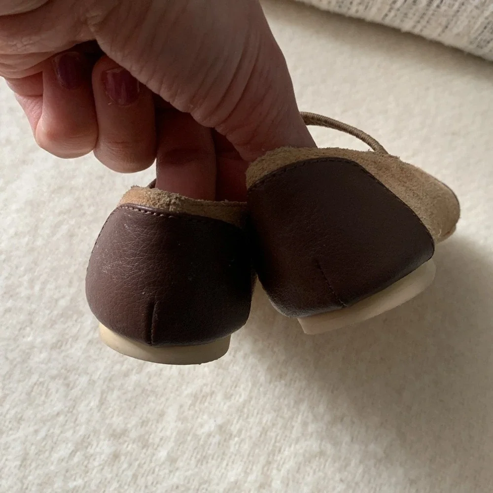 Janie and Jack SUEDE BRIDLE BIT BALLET FLAT‎ size 6 suede tan brown dressy